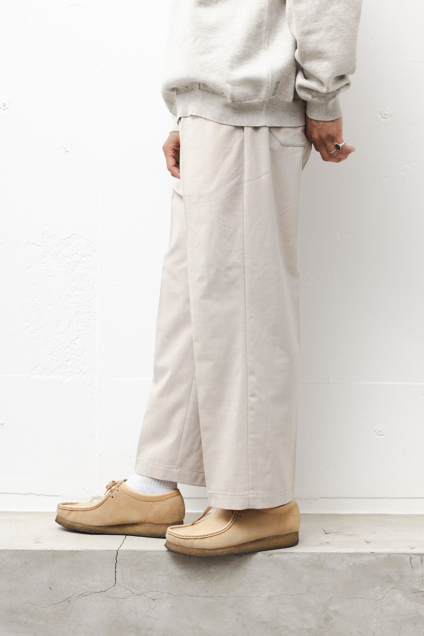 DRAWLING WIDE TROUSERS / BEIGE