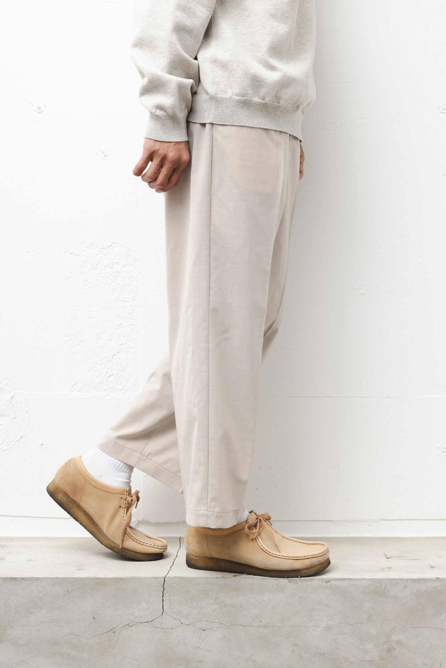 DRAWLING WIDE TROUSERS / BEIGE