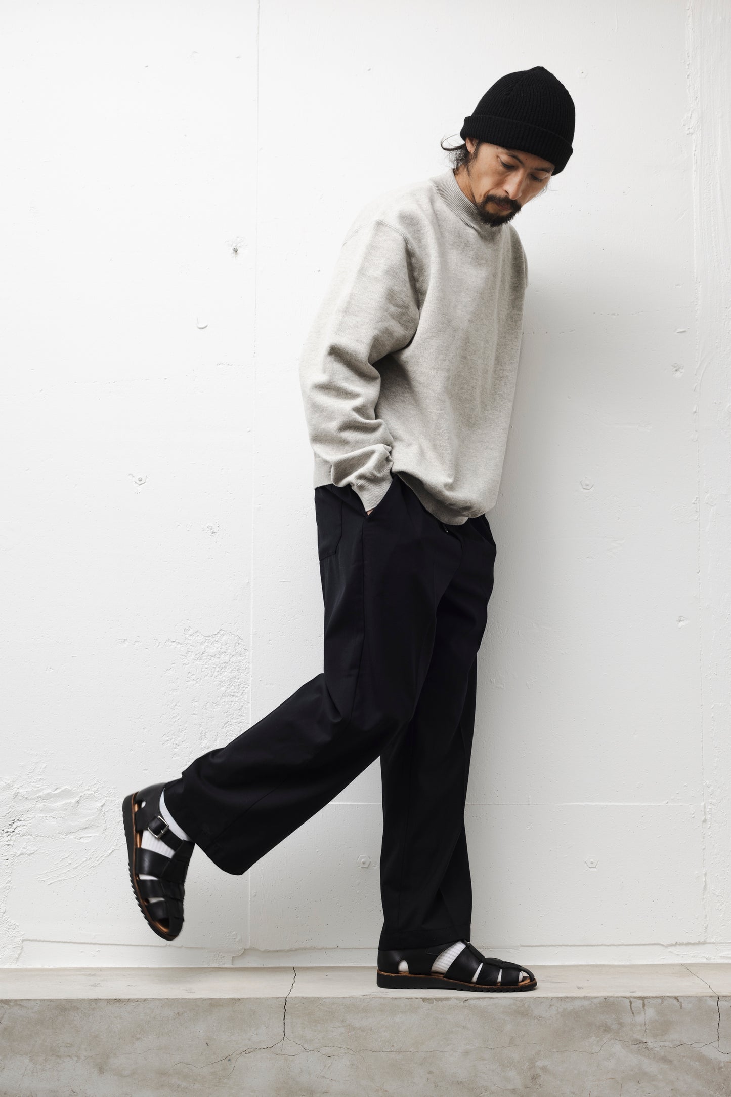 DRAWLING WIDE TROUSERS / BLACK