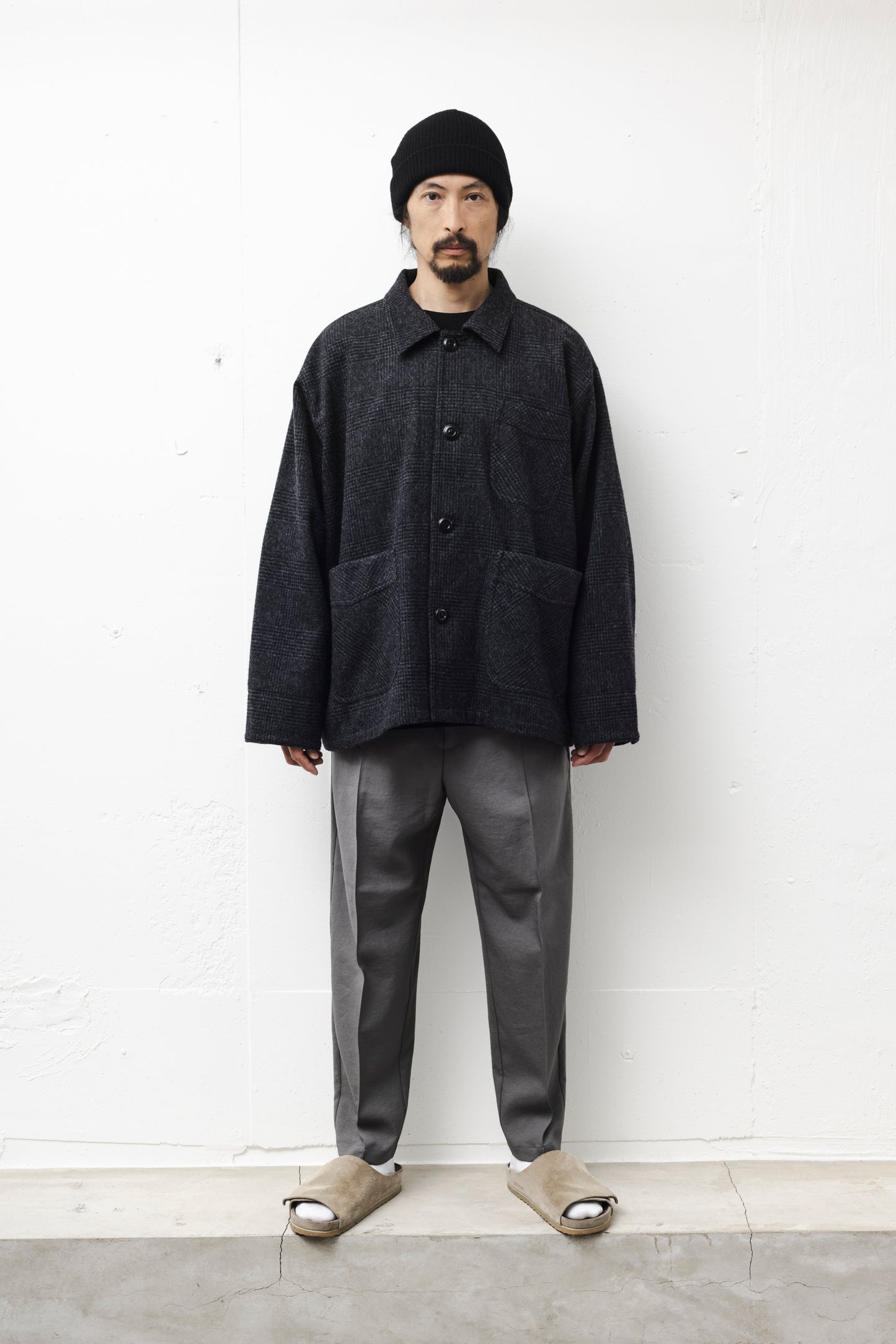 GLENURQUHART WOOL JACKET / BLACK